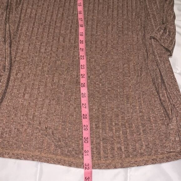 Brown Ribbed 2-Piece Set: Long Cardigan & Top - Size S - Picture 10 of 10